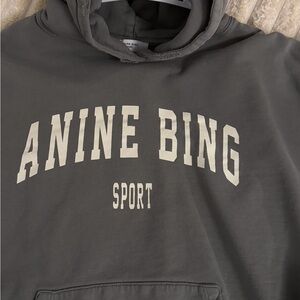 Anine Bing Toupe Hoodie with Cream Lettering